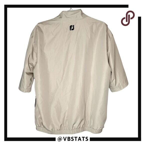 DryJoys By FootJoy Men's Half Zip Short Sleeve Pullover Golf Jacket Beige Large - Picture 2 of 8